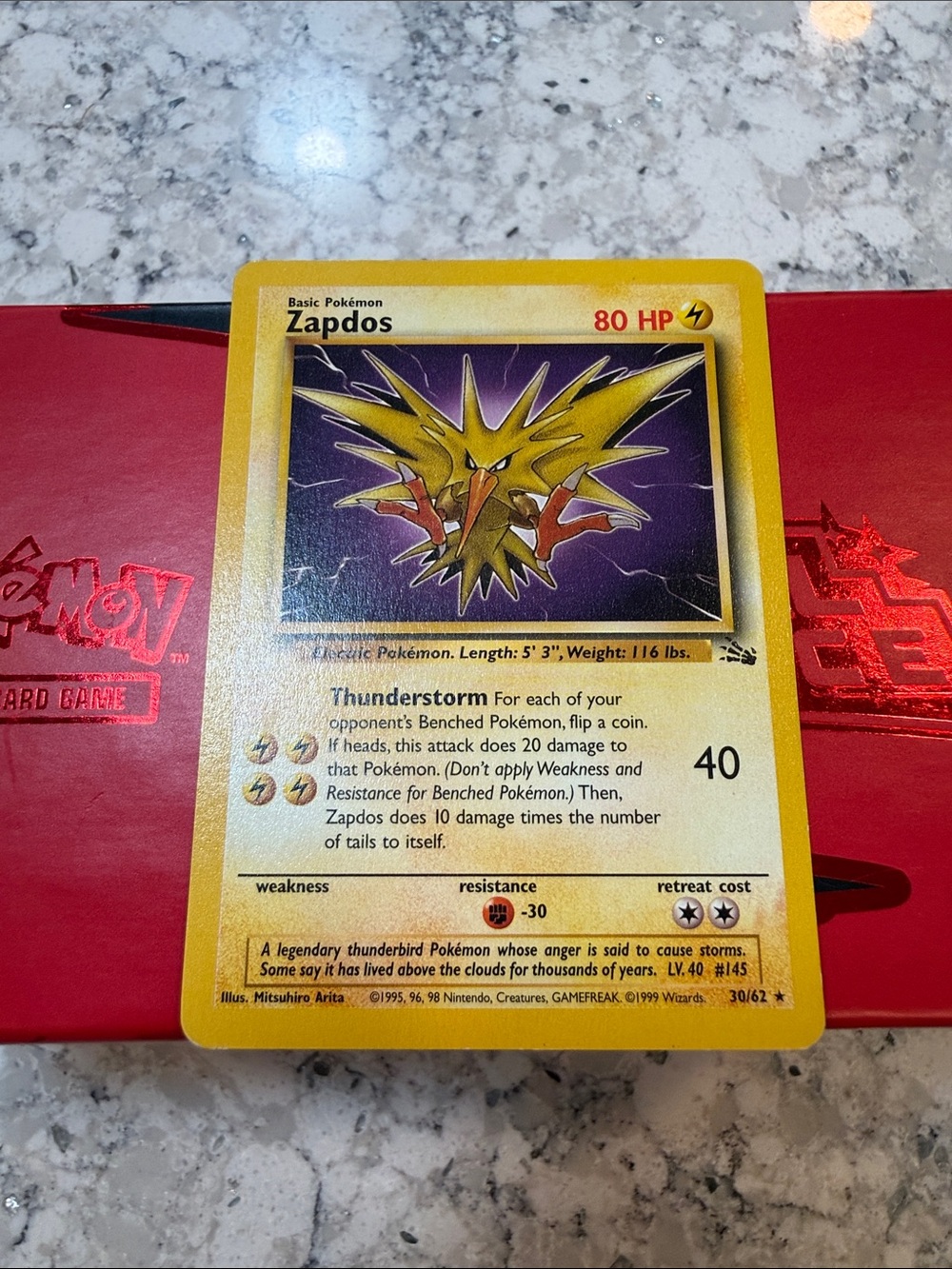 Pokemon Yellow Zapdos rare card 95-98 collection